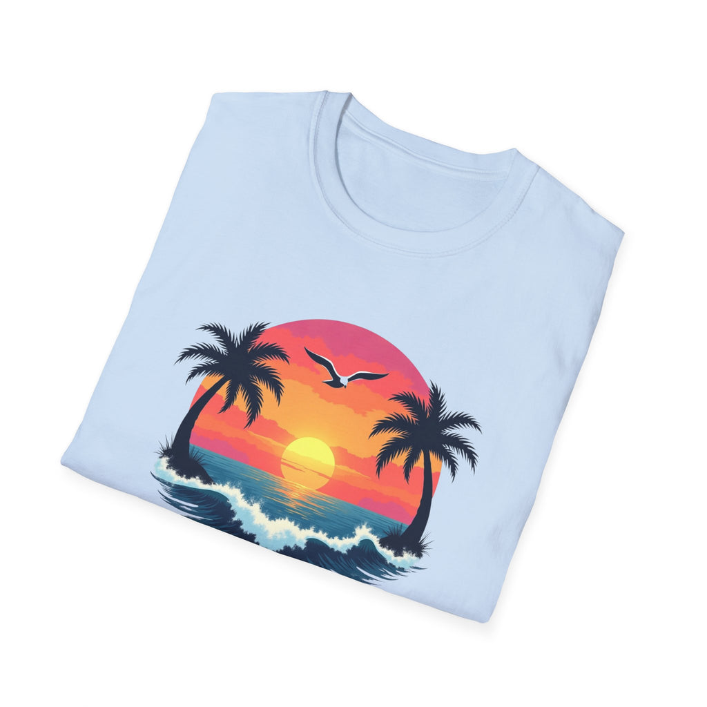 Tropical Sunset Palm Trees T-Shirt | Beach Wave Sun Scene