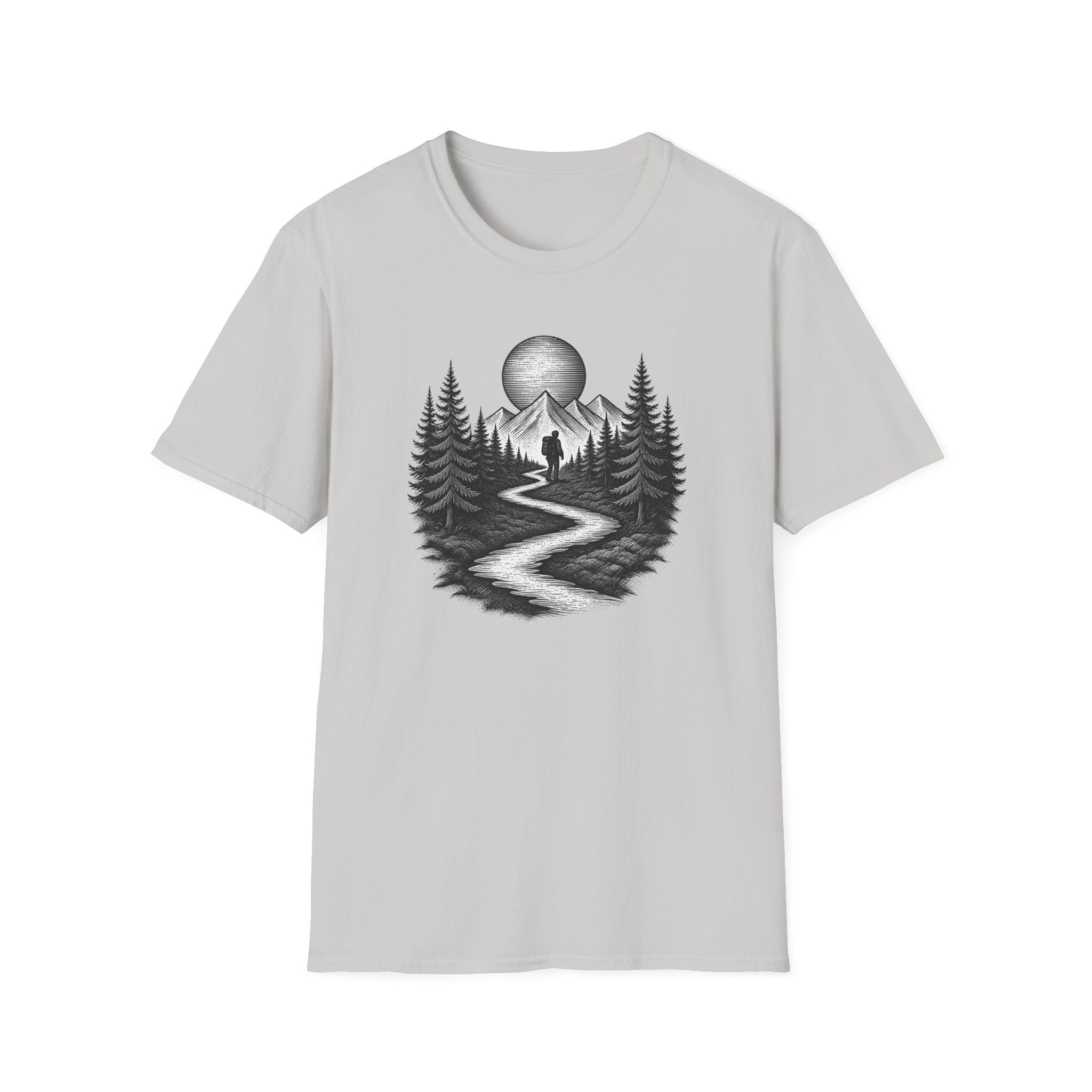 Mountain Path Forest Shirt Etched | Hiking Nature Graphic Tee