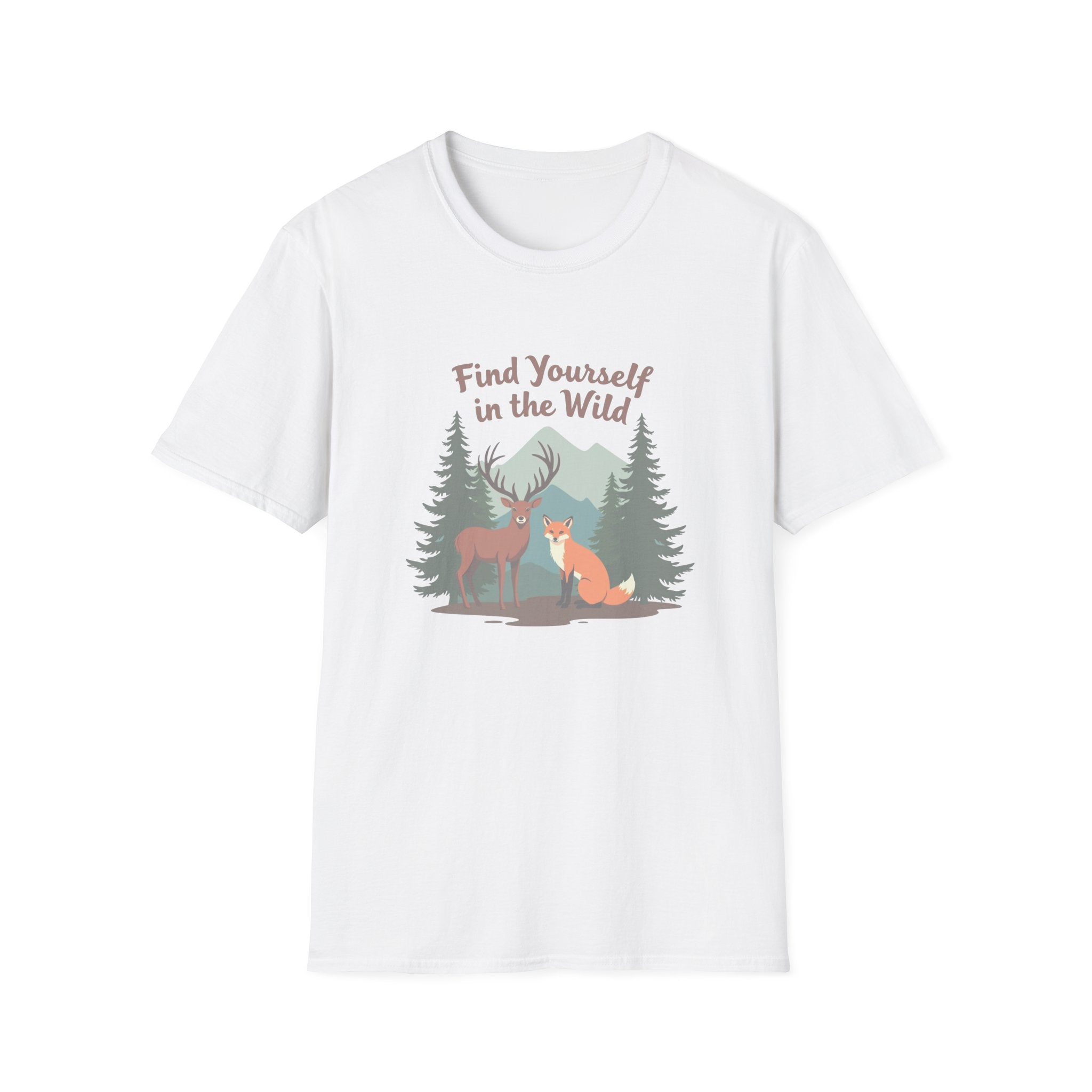 Find Yourself in the Wild | Deer and Fox Forest Adventure T-Shirt