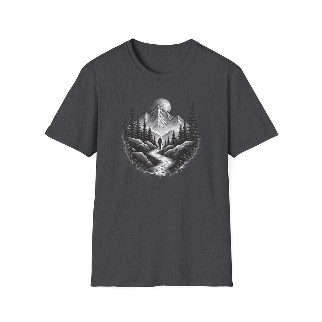 Mountain Moon Hiker T-Shirt | Forest Trail Graphic