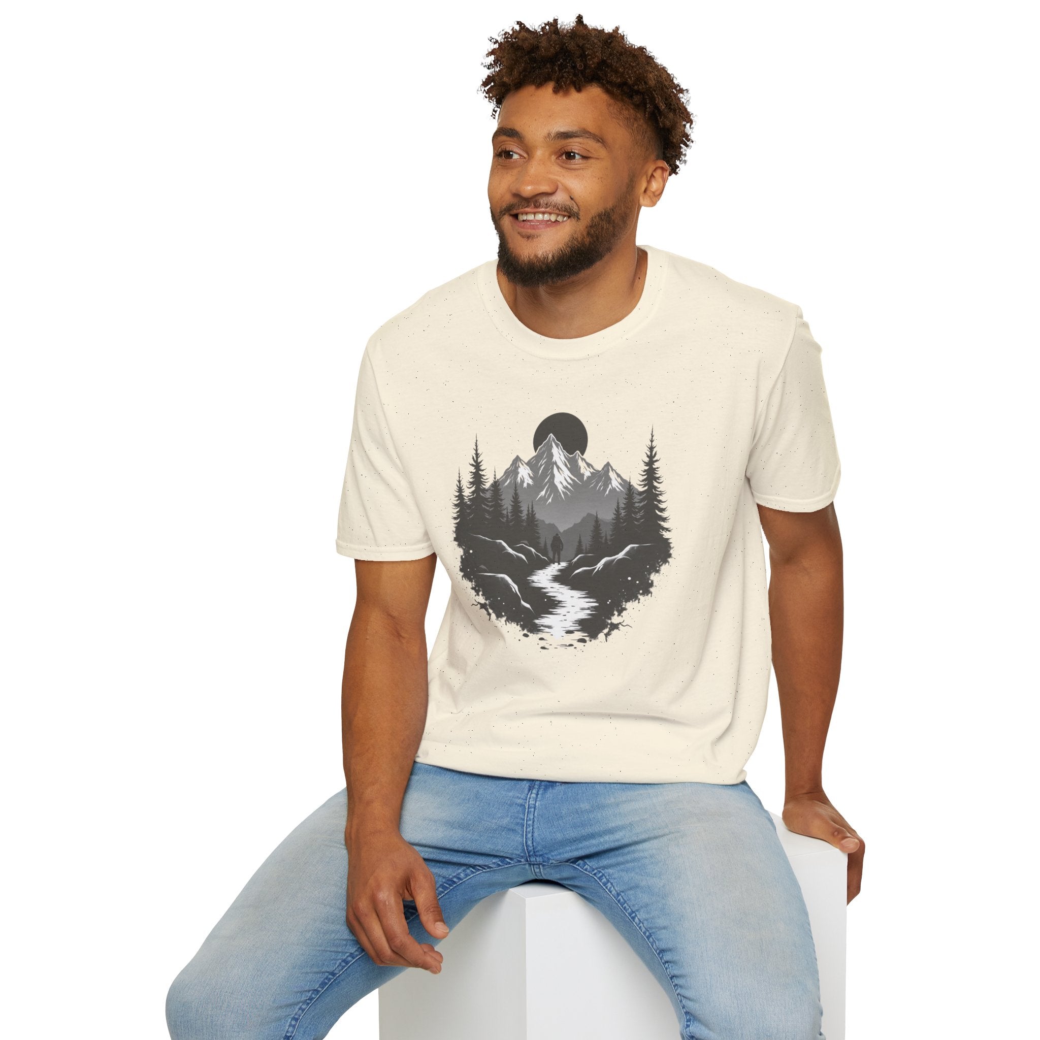 Mountain Landscape T-Shirt | Forest River Night Scene