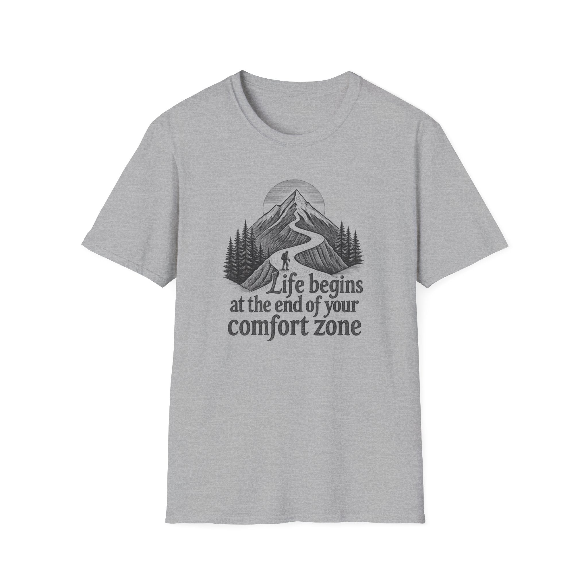 Life Begins at the End of Your Comfort Zone T-Shirt | Mountain Road Design