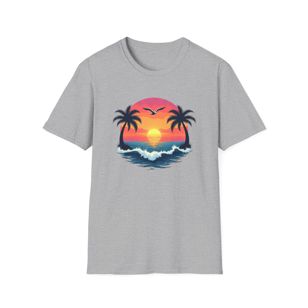 Tropical Sunset Palm Trees T-Shirt | Beach Wave Sun Scene