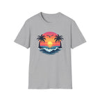 Tropical Sunset Palm Trees T-Shirt | Beach Wave Sun Scene