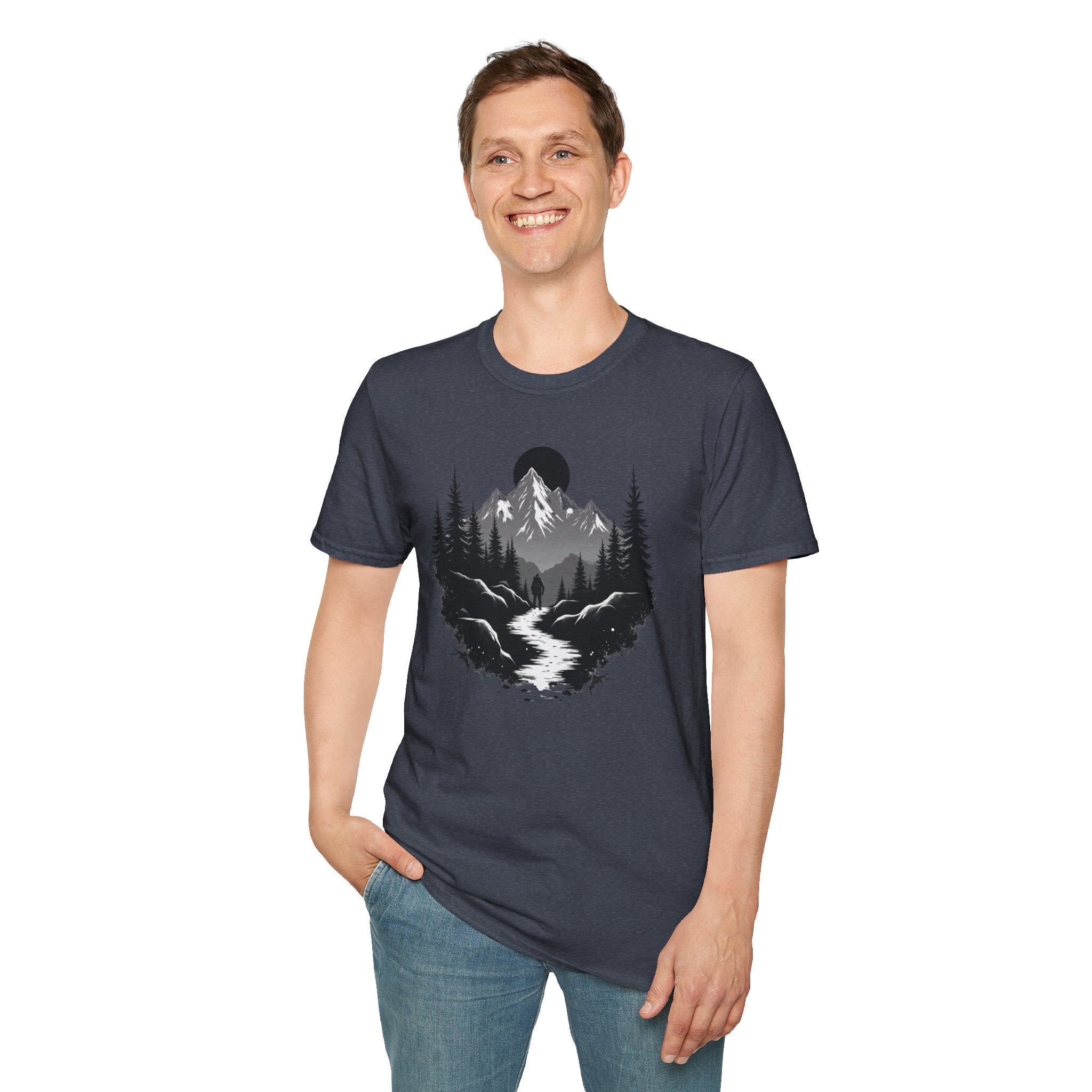 Mountain Landscape T-Shirt | Forest River Night Scene