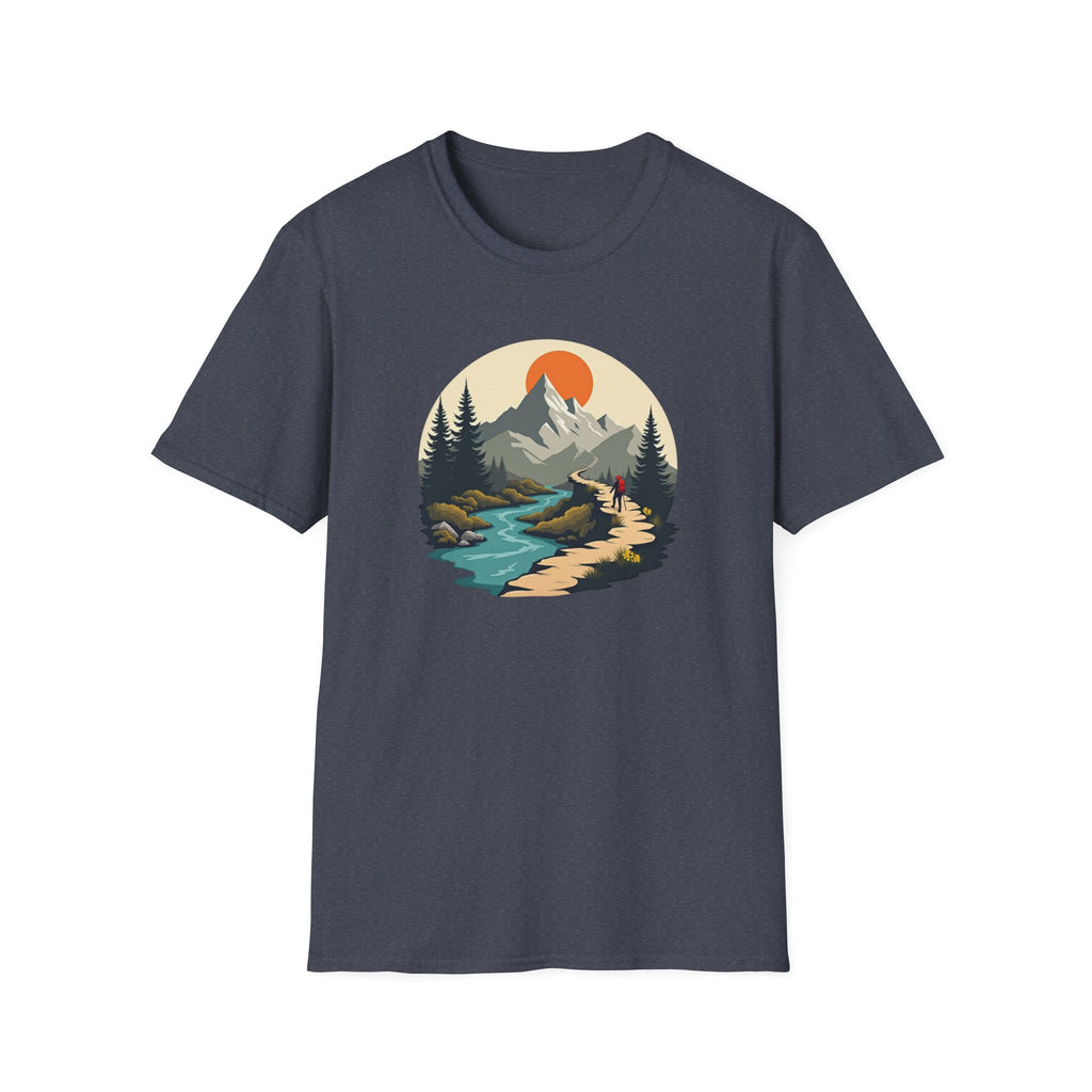 Mountain River Scene T-Shirt | Hiking Nature Graphic