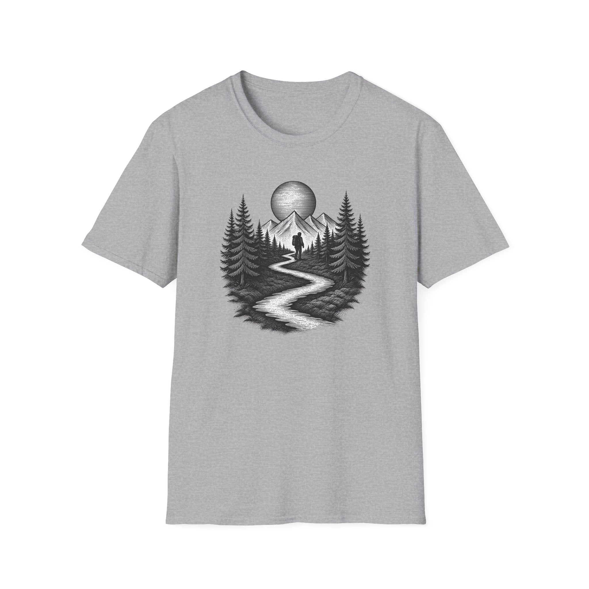 Mountain Path Forest Shirt Etched | Hiking Nature Graphic Tee