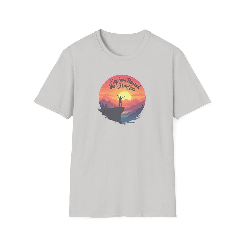 Explore Beyond the Horizon T-Shirt | Mountain Sunset Hiker Design