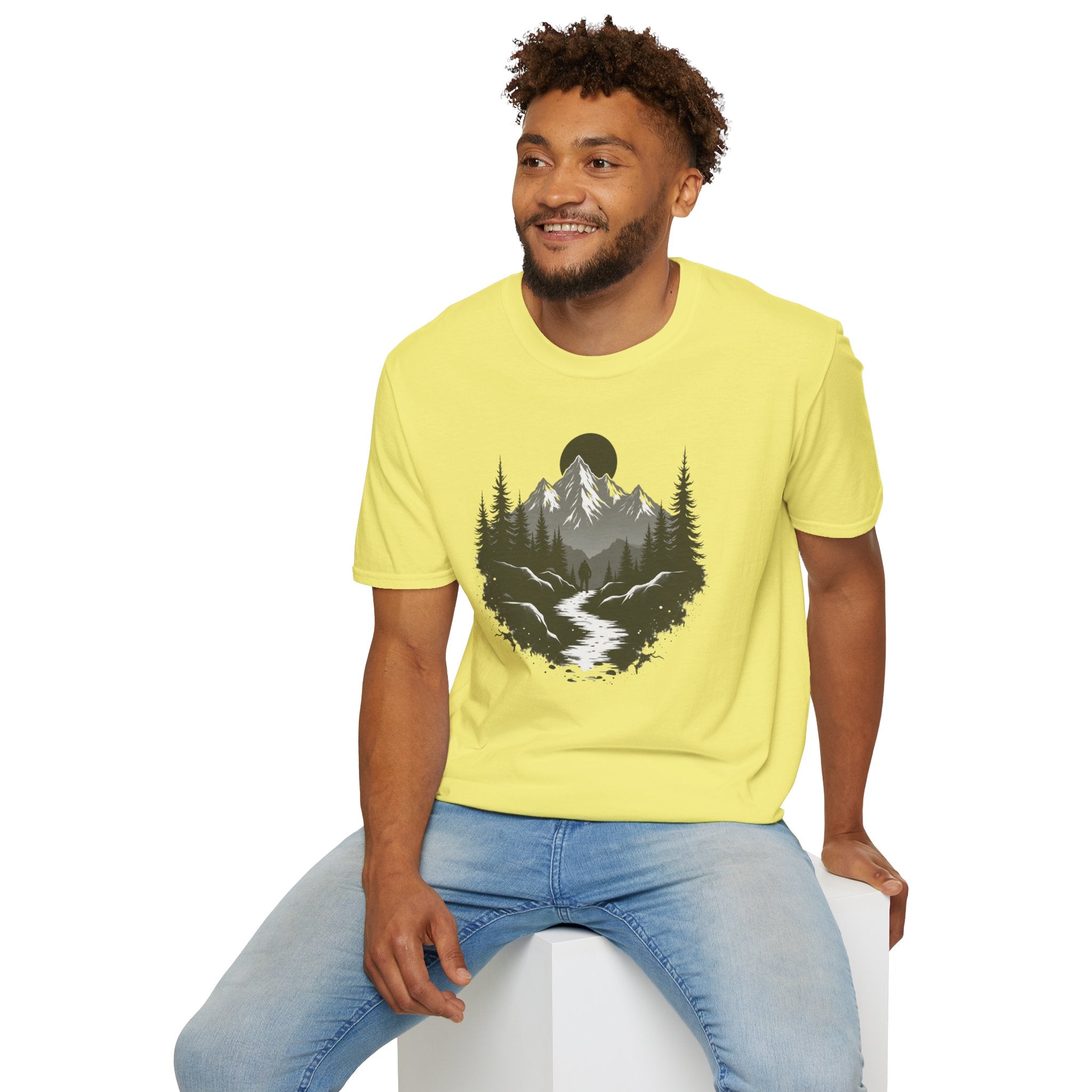 Mountain Landscape T-Shirt | Forest River Night Scene