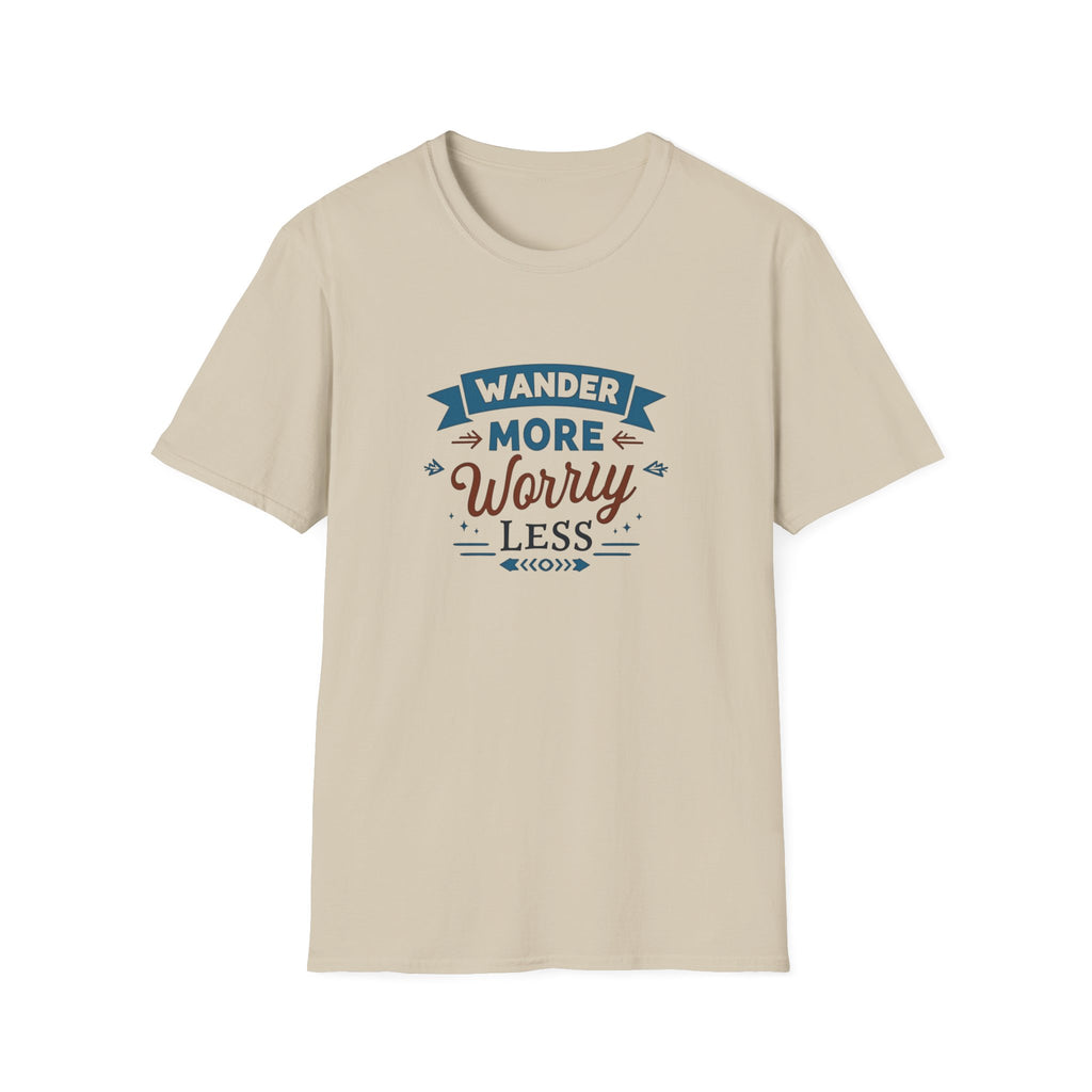 Wander More Worry Less T-Shirt | Travel Quote Tee