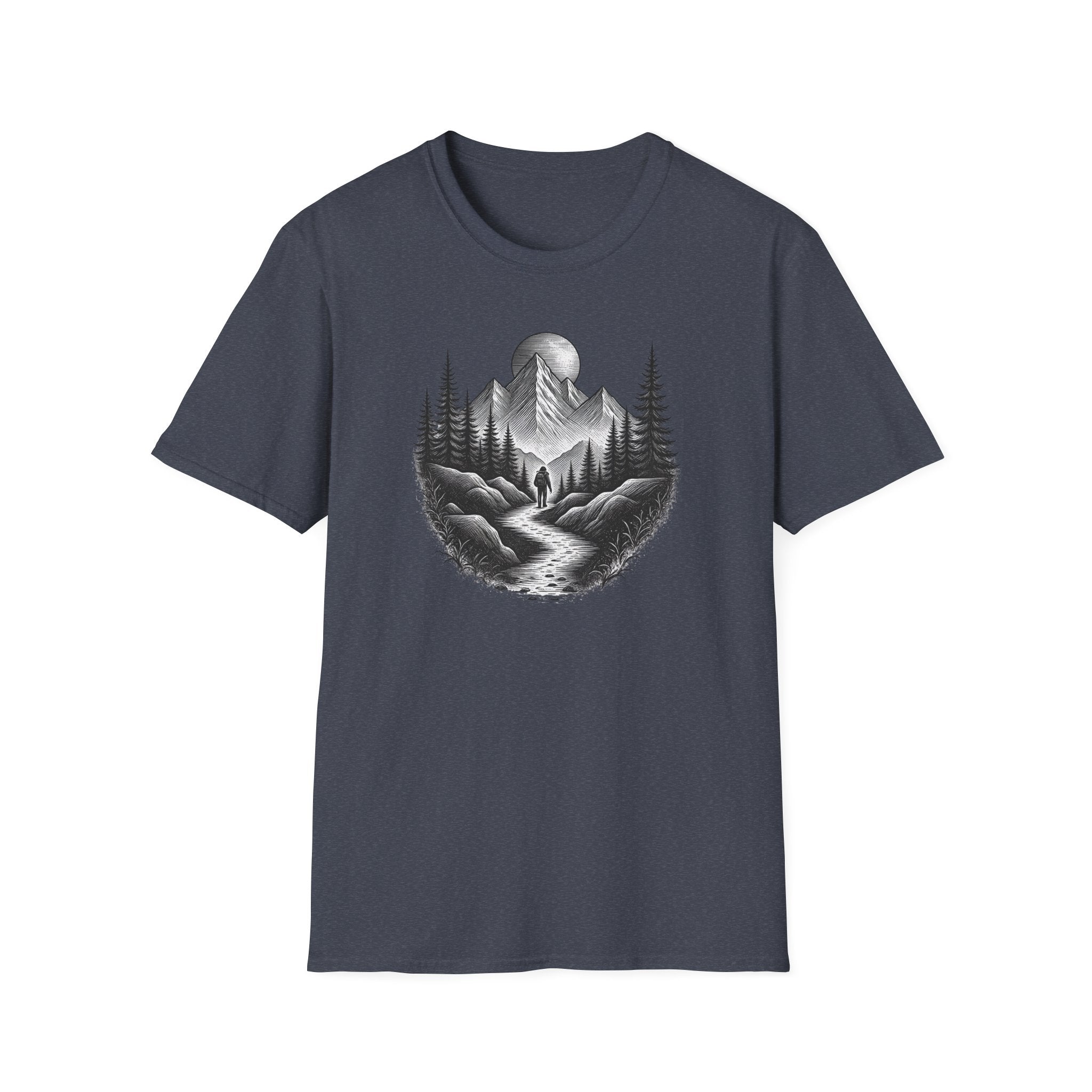 Mountain Moon Hiker T-Shirt | Forest Trail Graphic