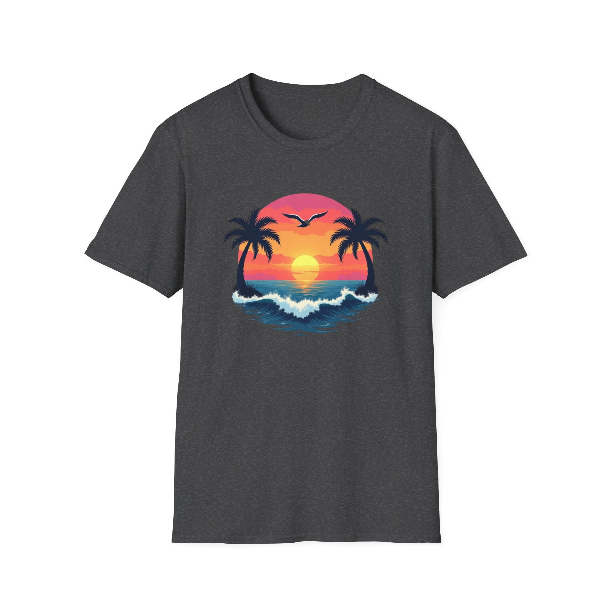 Tropical Sunset Palm Trees T-Shirt | Beach Wave Sun Scene