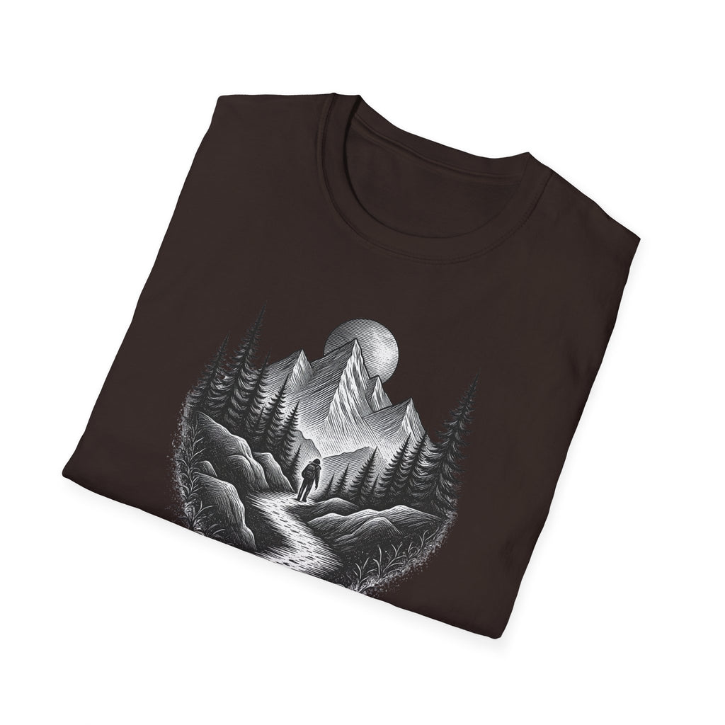 Mountain Moon Hiker T-Shirt | Forest Trail Graphic