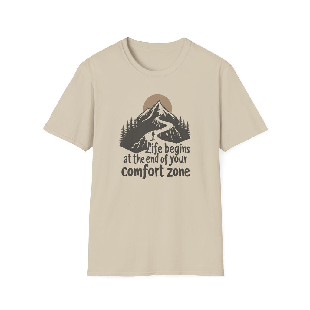 Life begins at the end of your comfort zone | Mountain adventure graphic T-Shirt