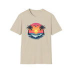 Tropical Sunset Palm Trees T-Shirt | Beach Wave Sun Scene