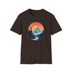 Mountain Sunset Hiker T-Shirt | Retro Nature Landscape