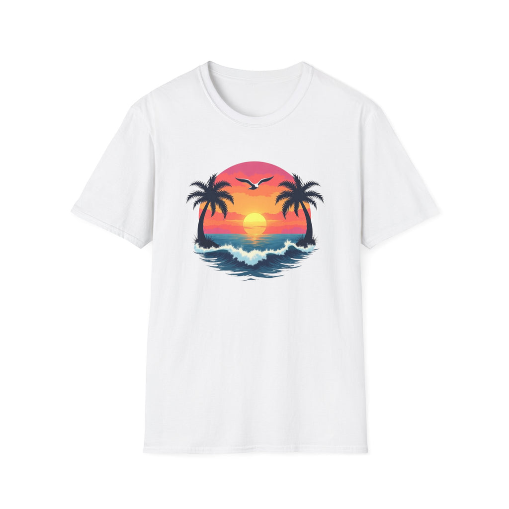 Tropical Sunset Palm Trees T-Shirt | Beach Wave Sun Scene