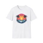 Tropical Sunset Palm Trees T-Shirt | Beach Wave Sun Scene