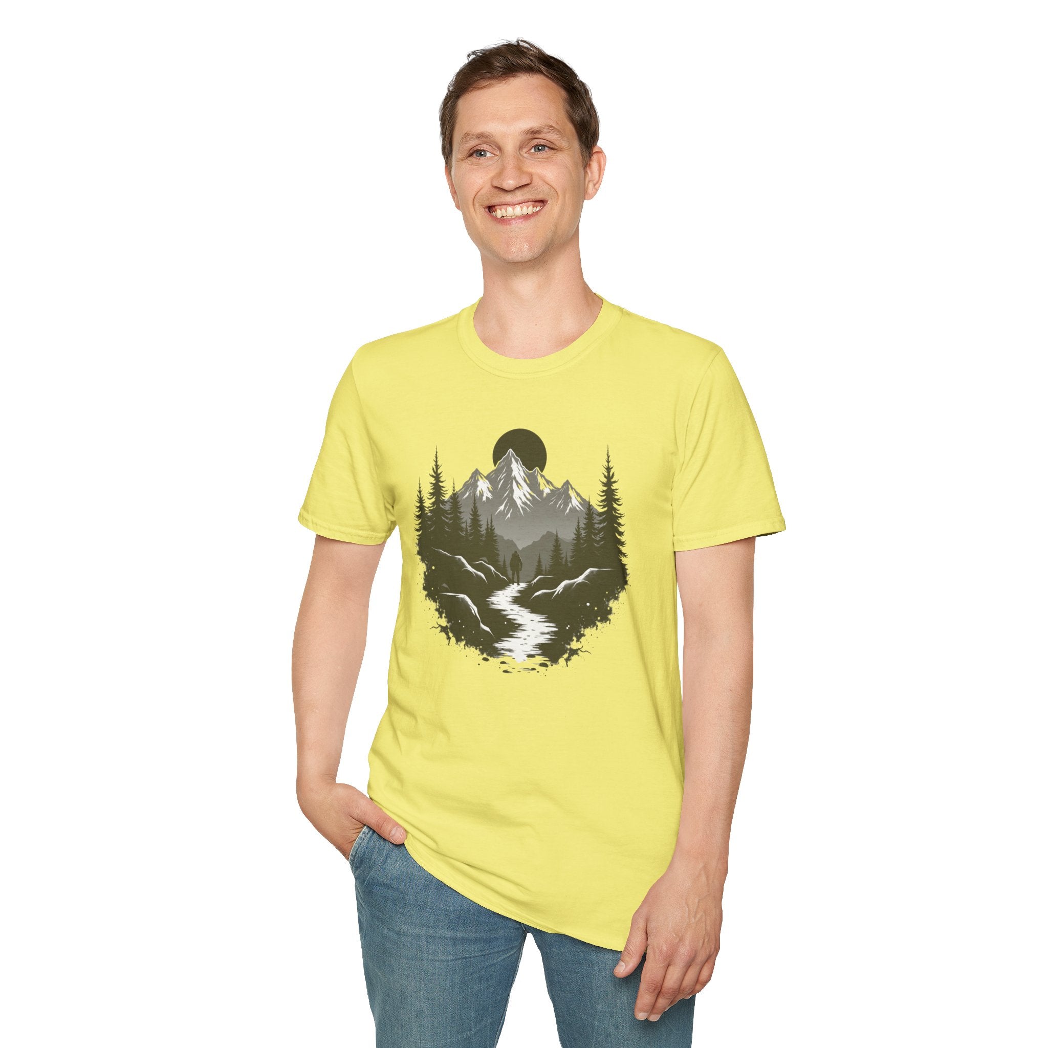 Mountain Landscape T-Shirt | Forest River Night Scene