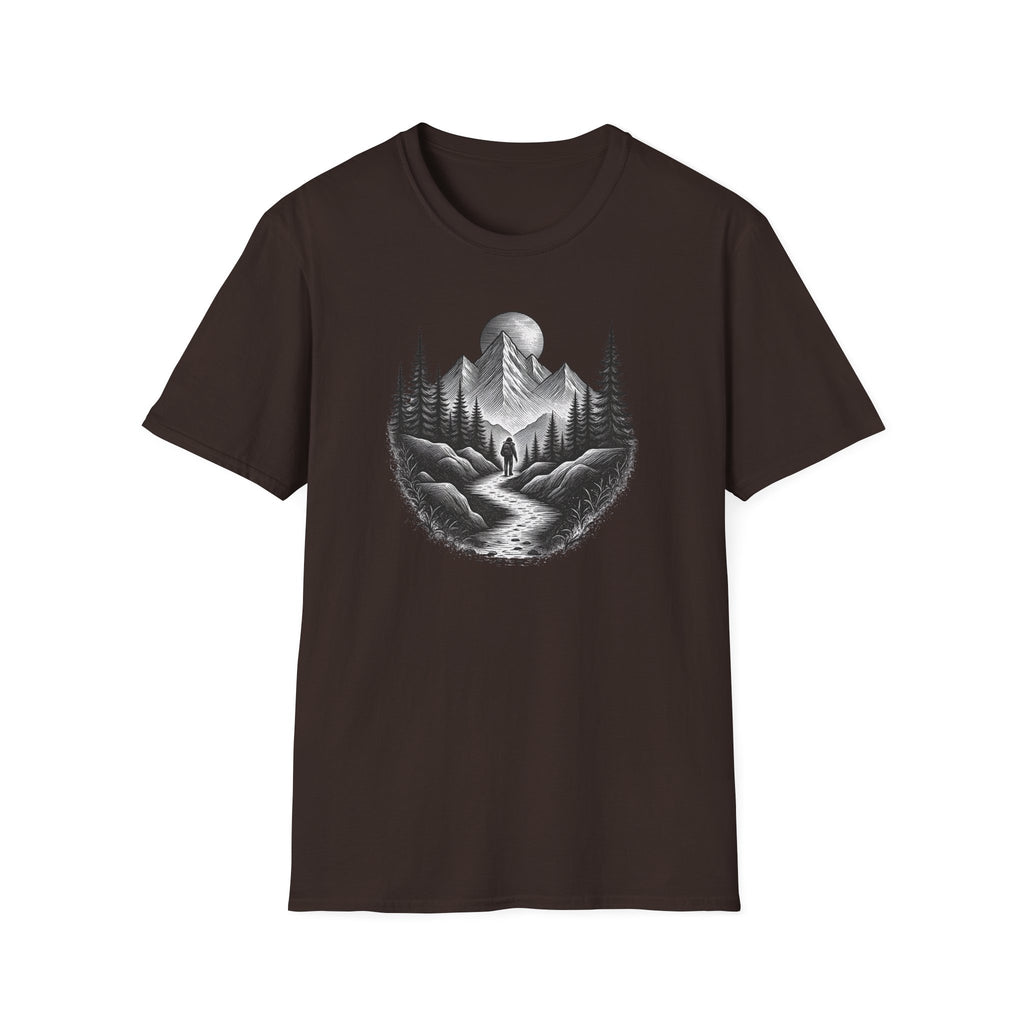 Mountain Moon Hiker T-Shirt | Forest Trail Graphic