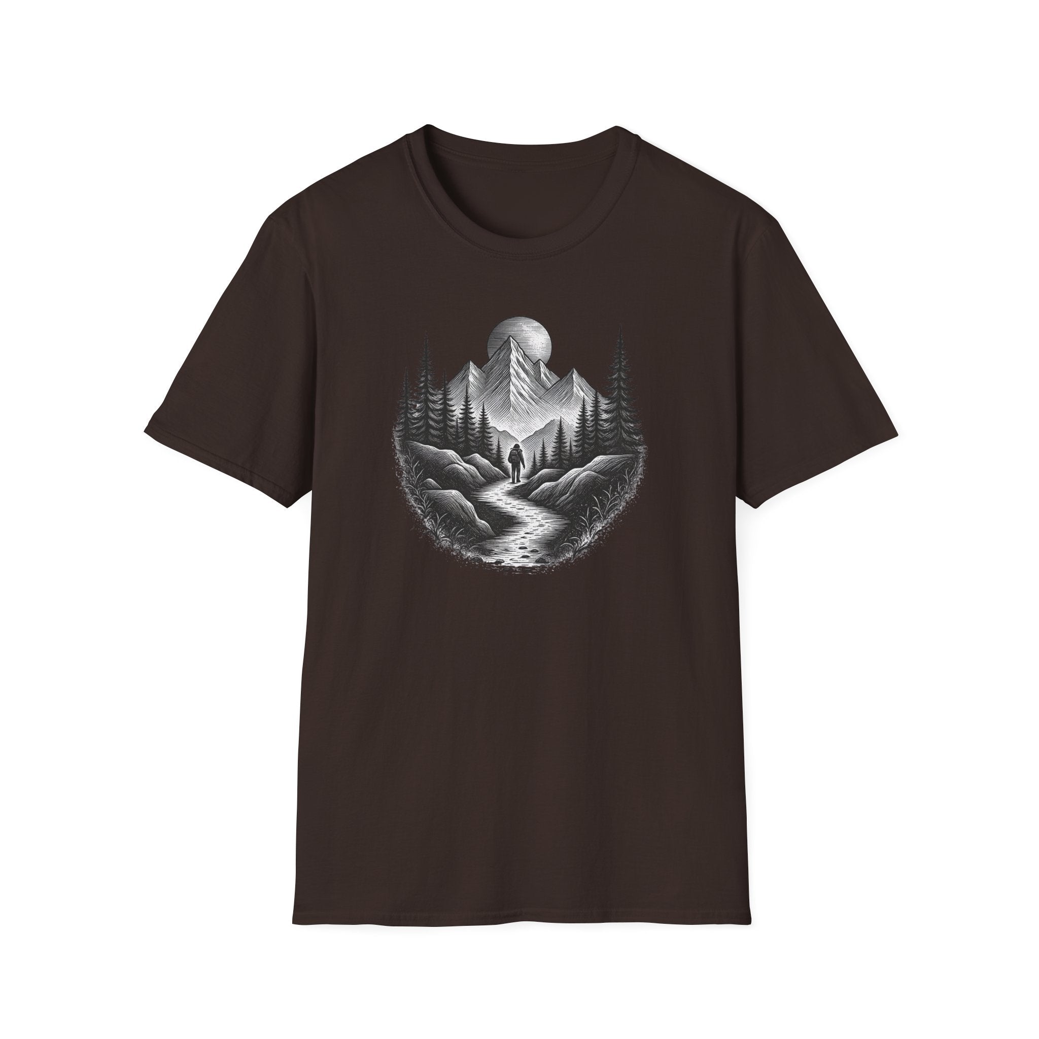 Mountain Moon Hiker T-Shirt | Forest Trail Graphic