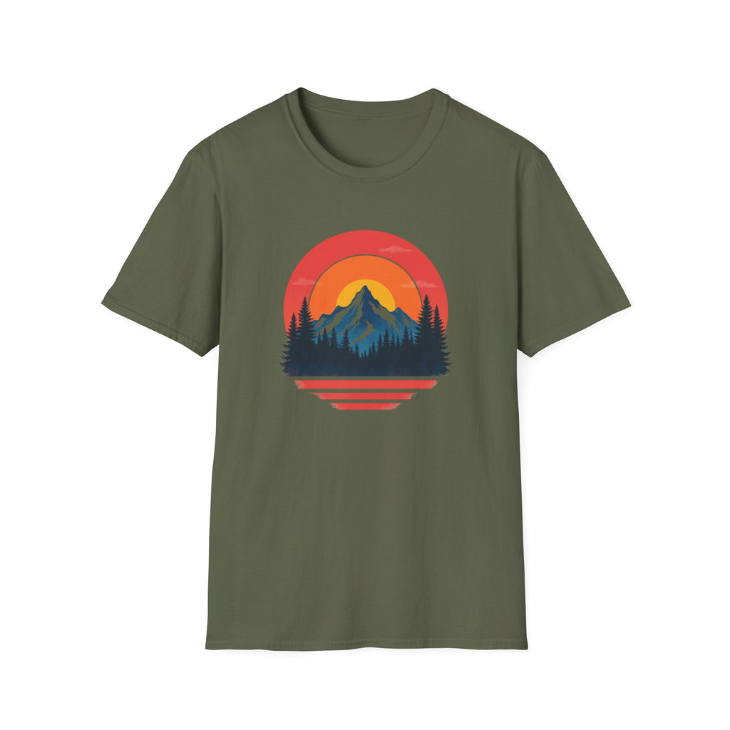Retro Mountain Sunset Vibes | Vintage Outdoor Nature Tee