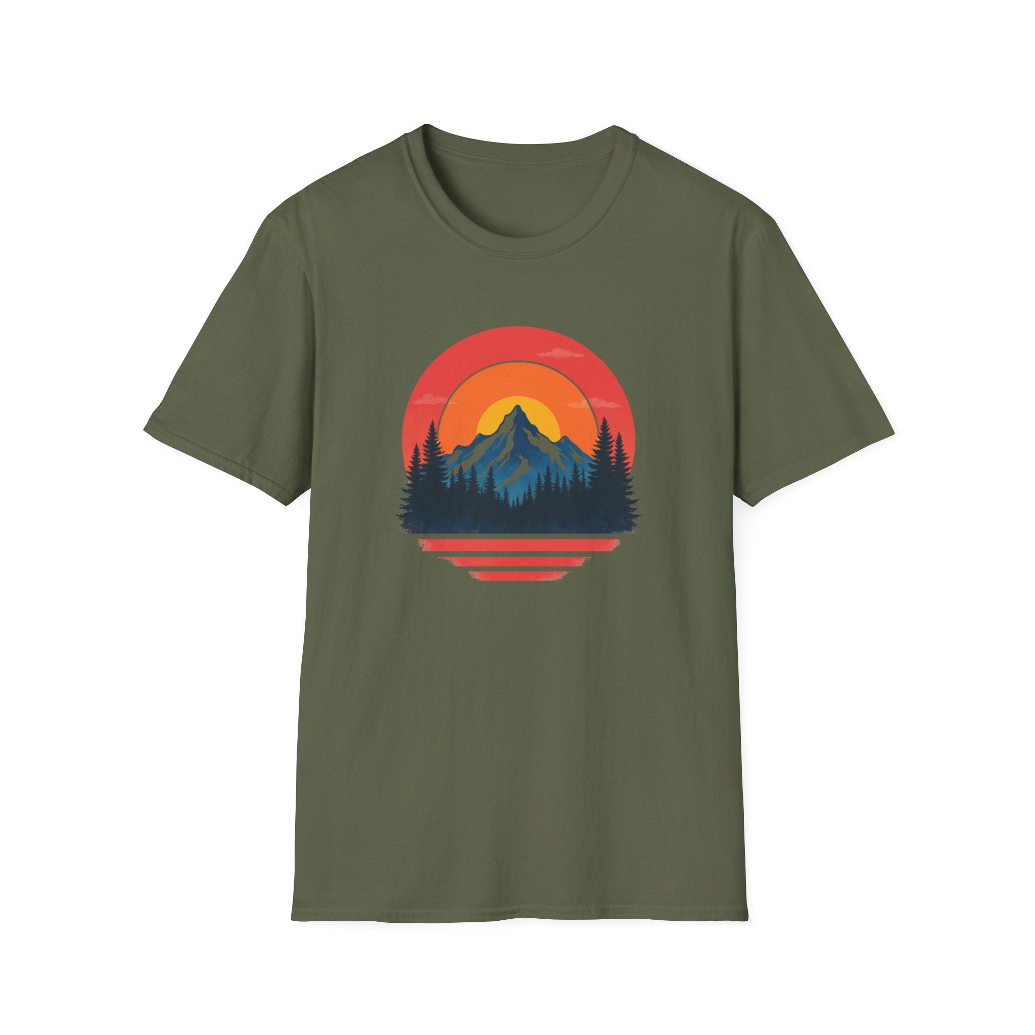 Retro Mountain Sunset Vibes | Vintage Outdoor Nature Tee