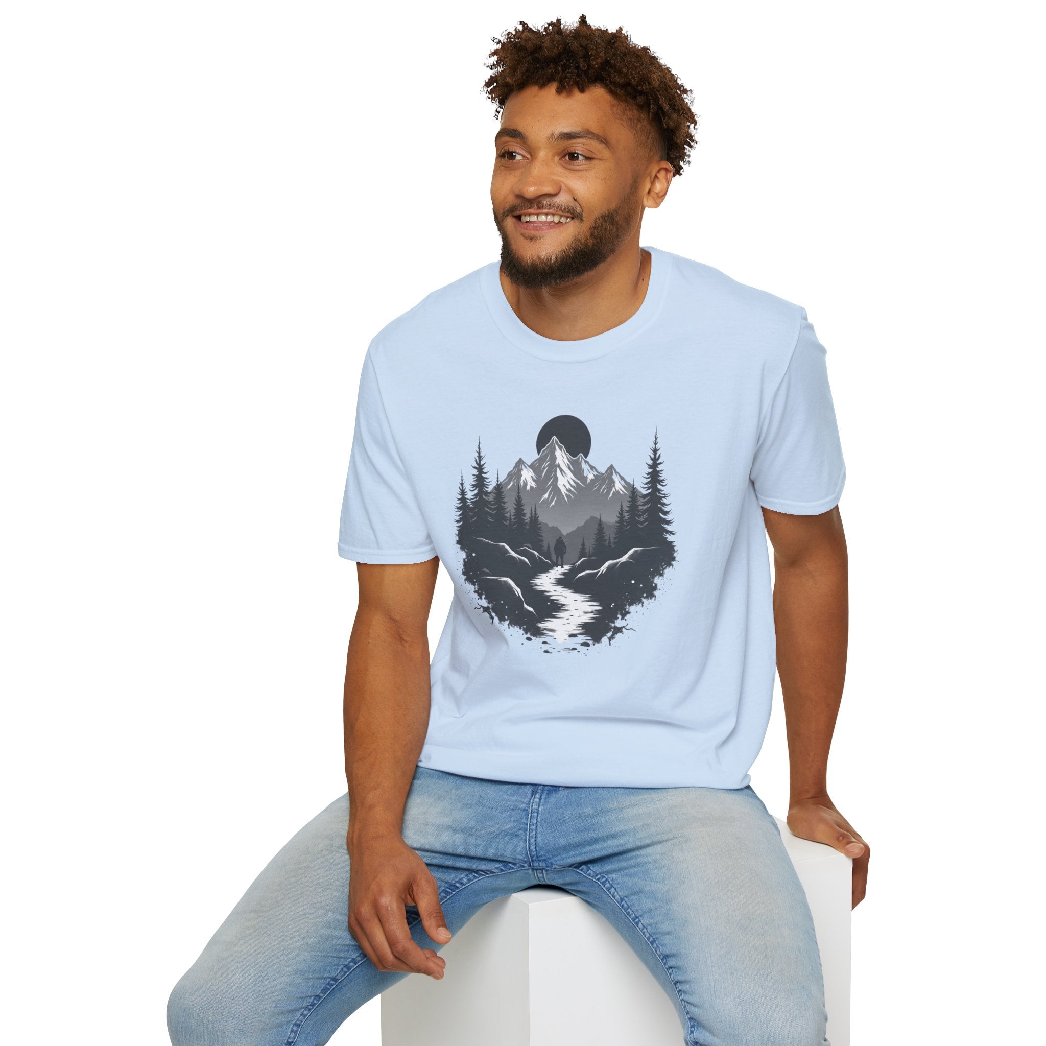 Mountain Landscape T-Shirt | Forest River Night Scene