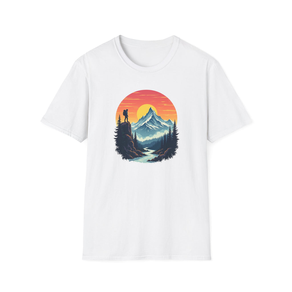 Mountain Sunset Hiker T-Shirt | Retro Nature Landscape