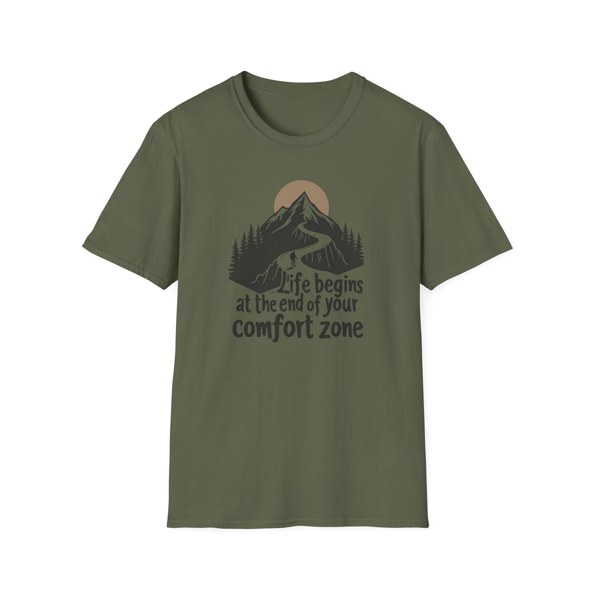 Life begins at the end of your comfort zone | Mountain adventure graphic T-Shirt