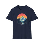 Mountain Sunset Hiker T-Shirt | Retro Nature Landscape