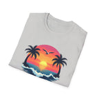Tropical Sunset Palm Trees T-Shirt | Beach Wave Sun Scene