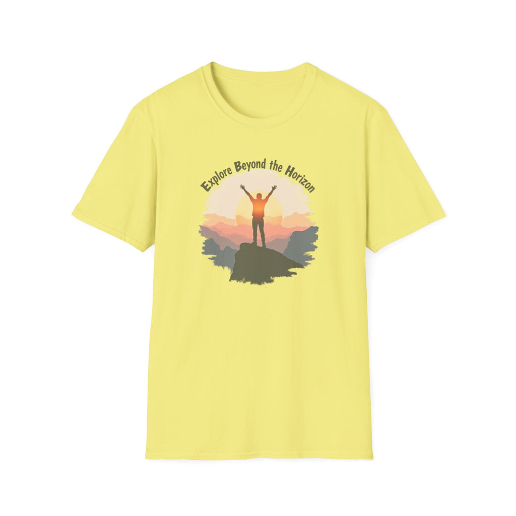 Explore Beyond the Horizon T-Shirt | Mountain Sunset Adventure