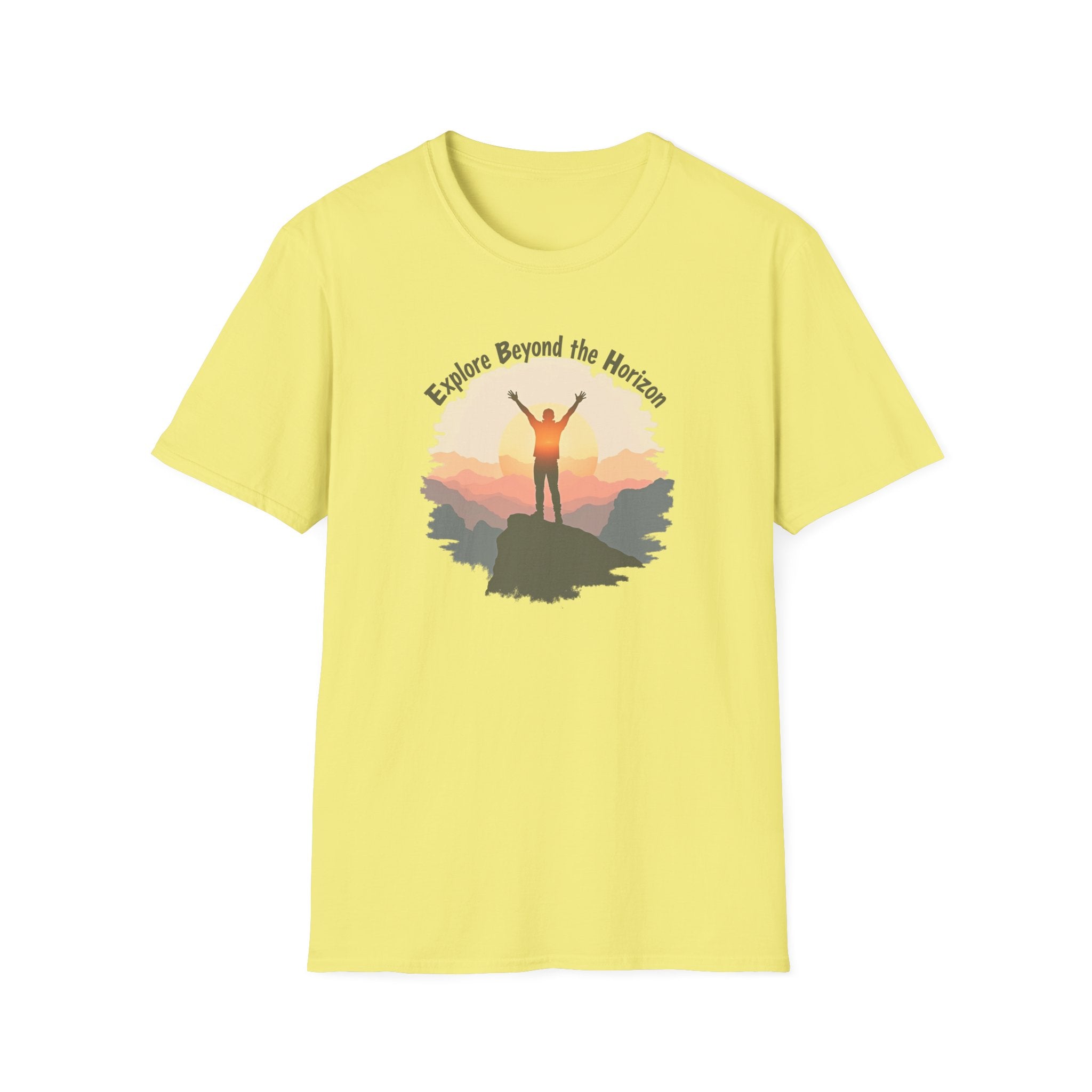 Explore Beyond the Horizon T-Shirt | Mountain Sunset Adventure