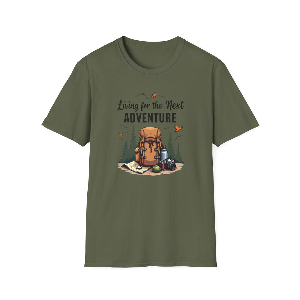 Living for the Next Adventure T-Shirt | Hiking Backpack Design