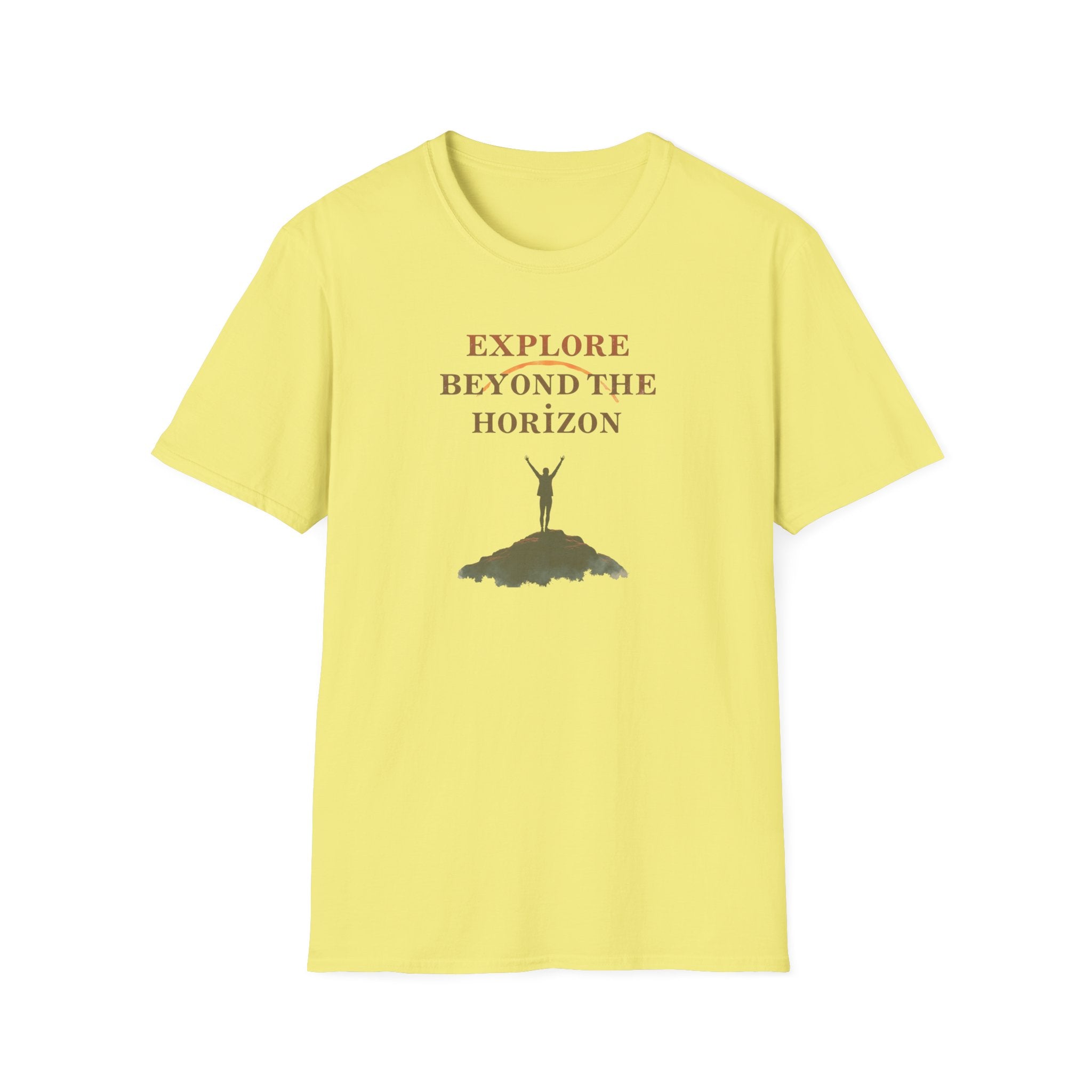 Explore Beyond the Horizon T-Shirt | Mountain Silhouette Typography