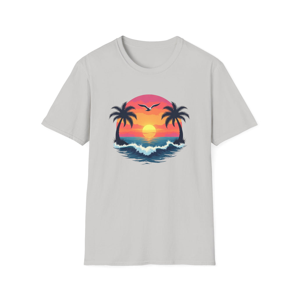 Tropical Sunset Palm Trees T-Shirt | Beach Wave Sun Scene