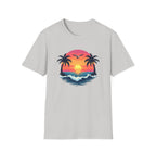 Tropical Sunset Palm Trees T-Shirt | Beach Wave Sun Scene