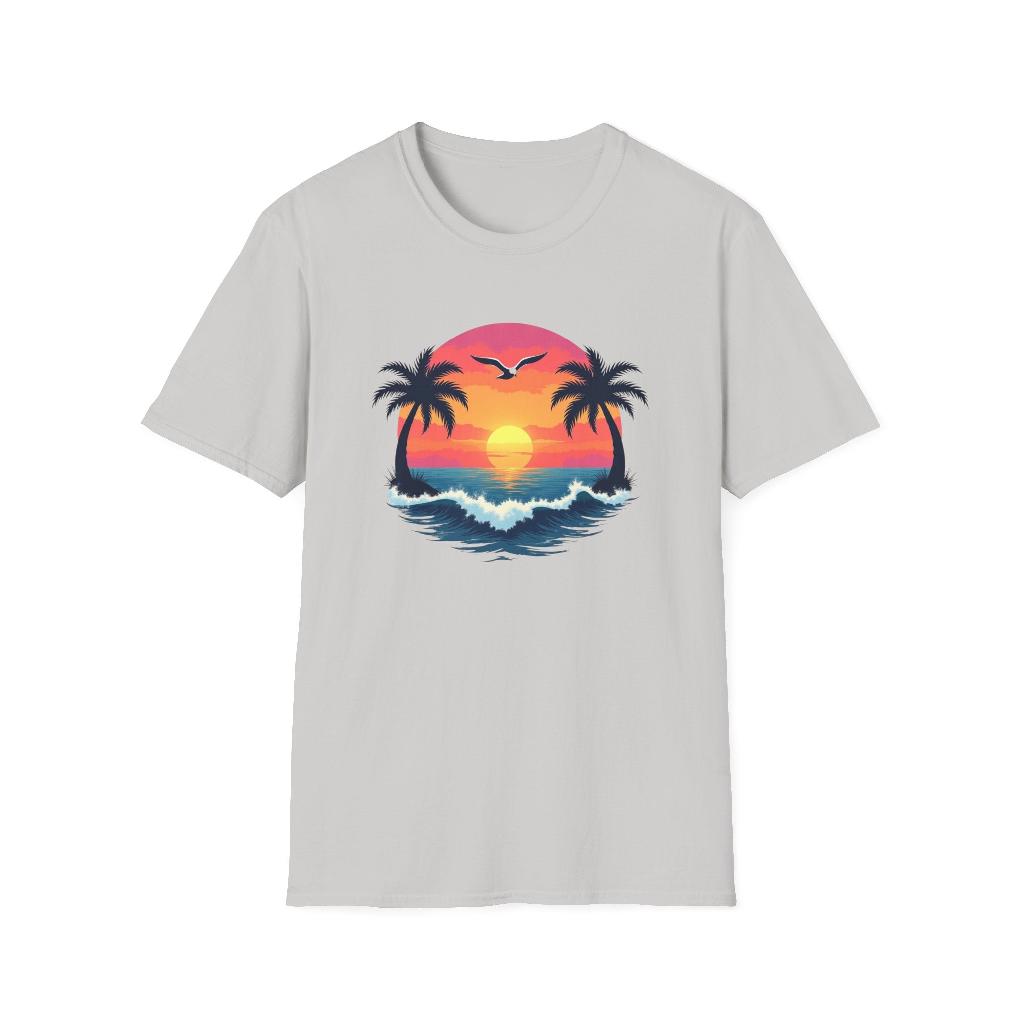 Tropical Sunset Palm Trees T-Shirt | Beach Wave Sun Scene