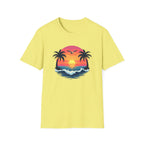 Tropical Sunset Palm Trees T-Shirt | Beach Wave Sun Scene
