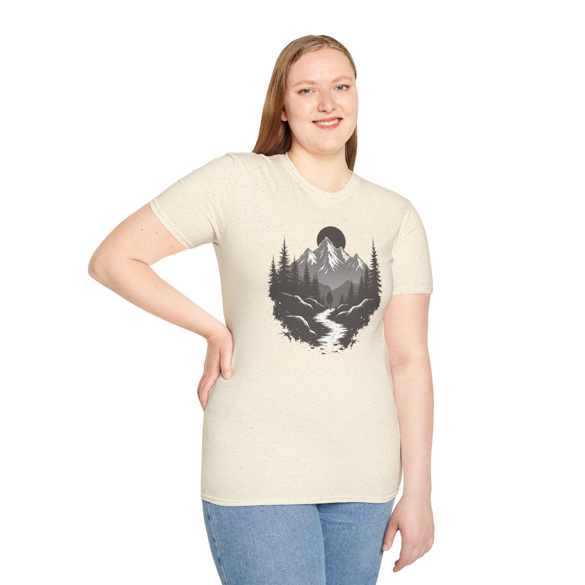 Mountain Landscape T-Shirt | Forest River Night Scene