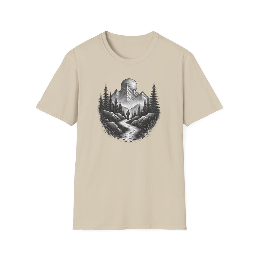 Mountain Moon Hiker T-Shirt | Forest Trail Graphic