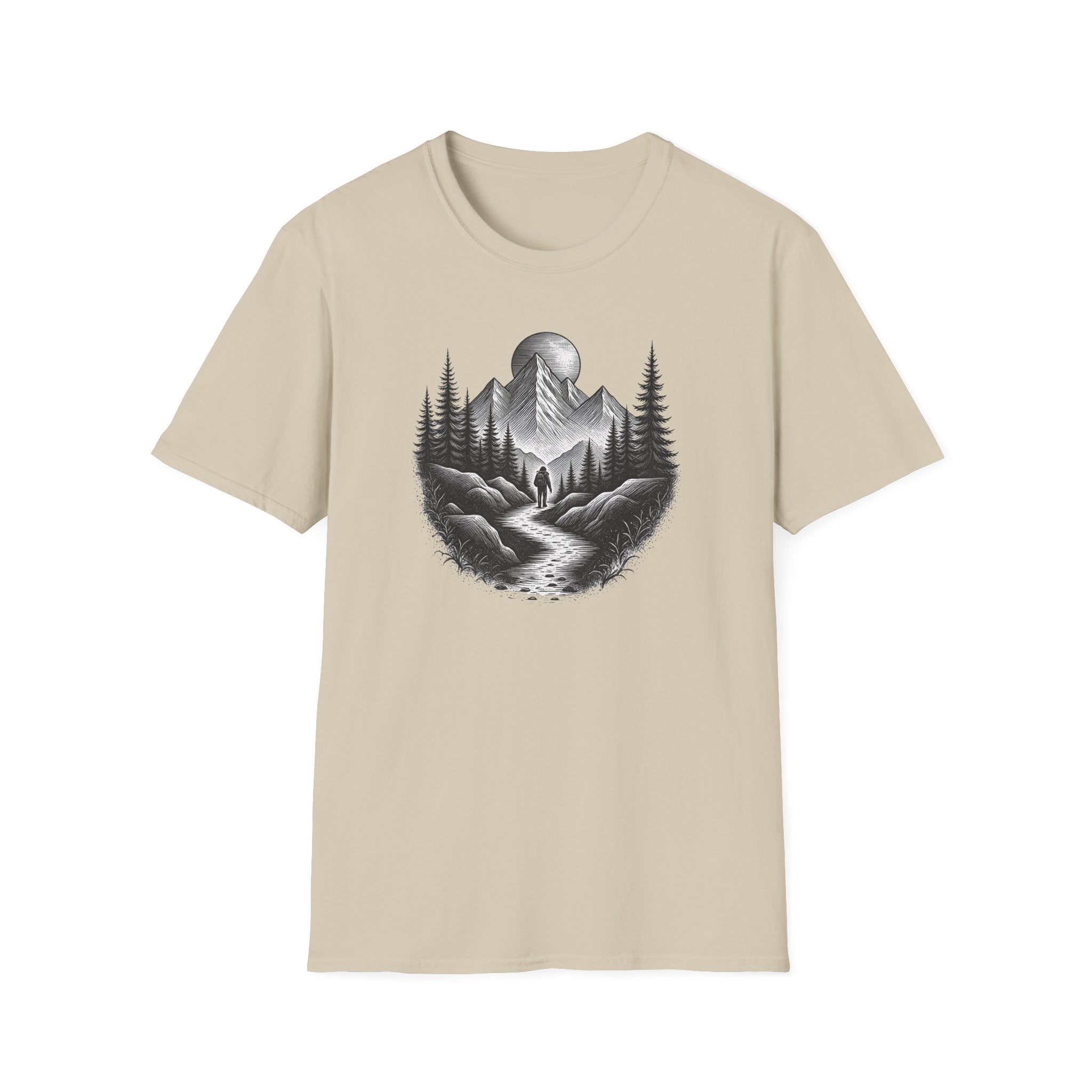 Mountain Moon Hiker T-Shirt | Forest Trail Graphic