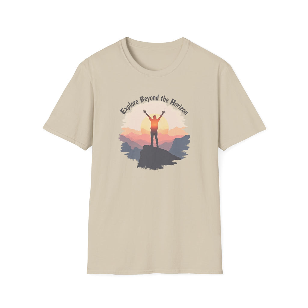 Explore Beyond the Horizon T-Shirt | Mountain Sunset Adventure