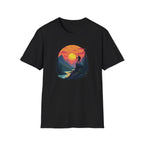 Sunset Mountain Hike T-Shirt | Hiker Silhouette, Scenic River