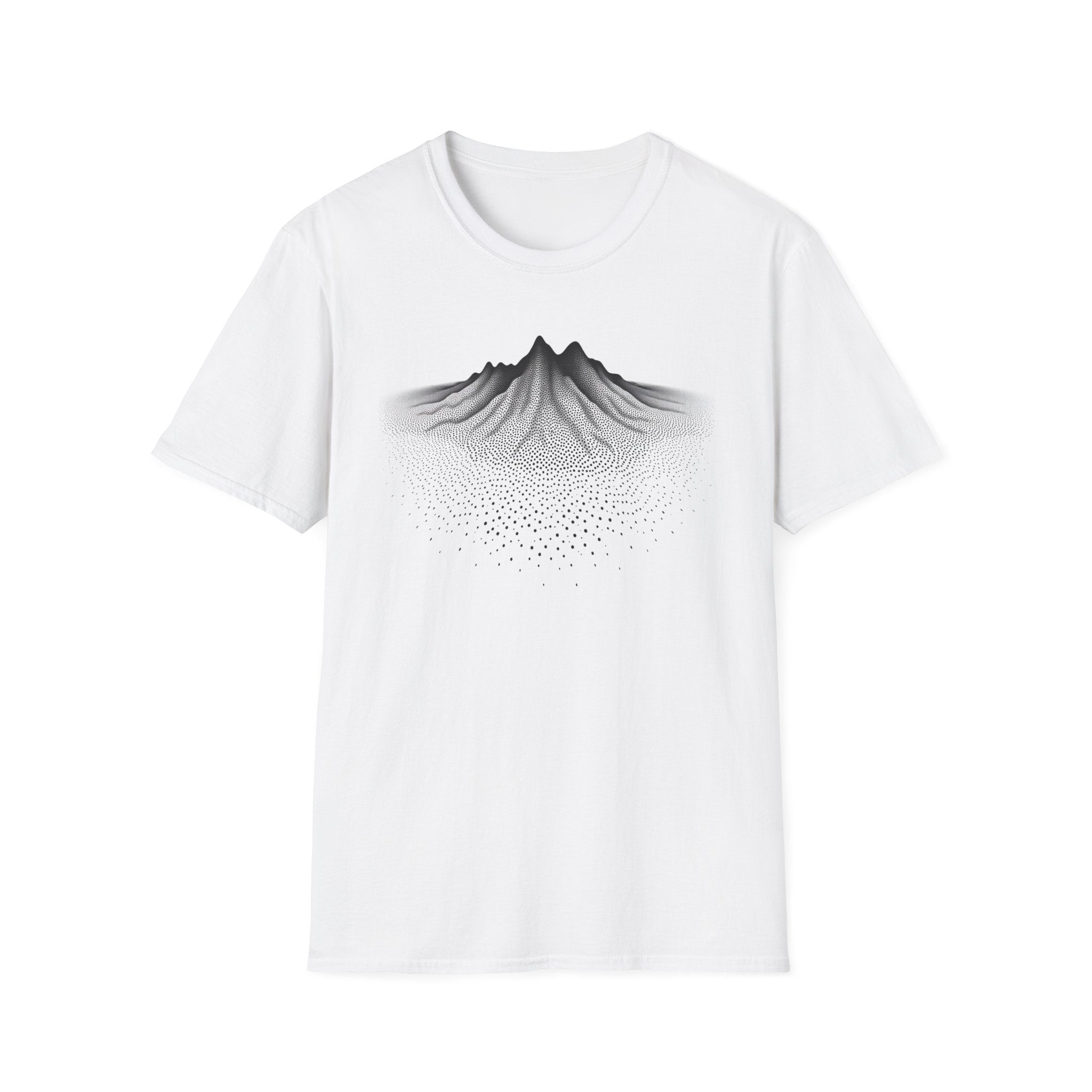 Minimal Dotwork Mountain T-Shirt | Line Art Landscape