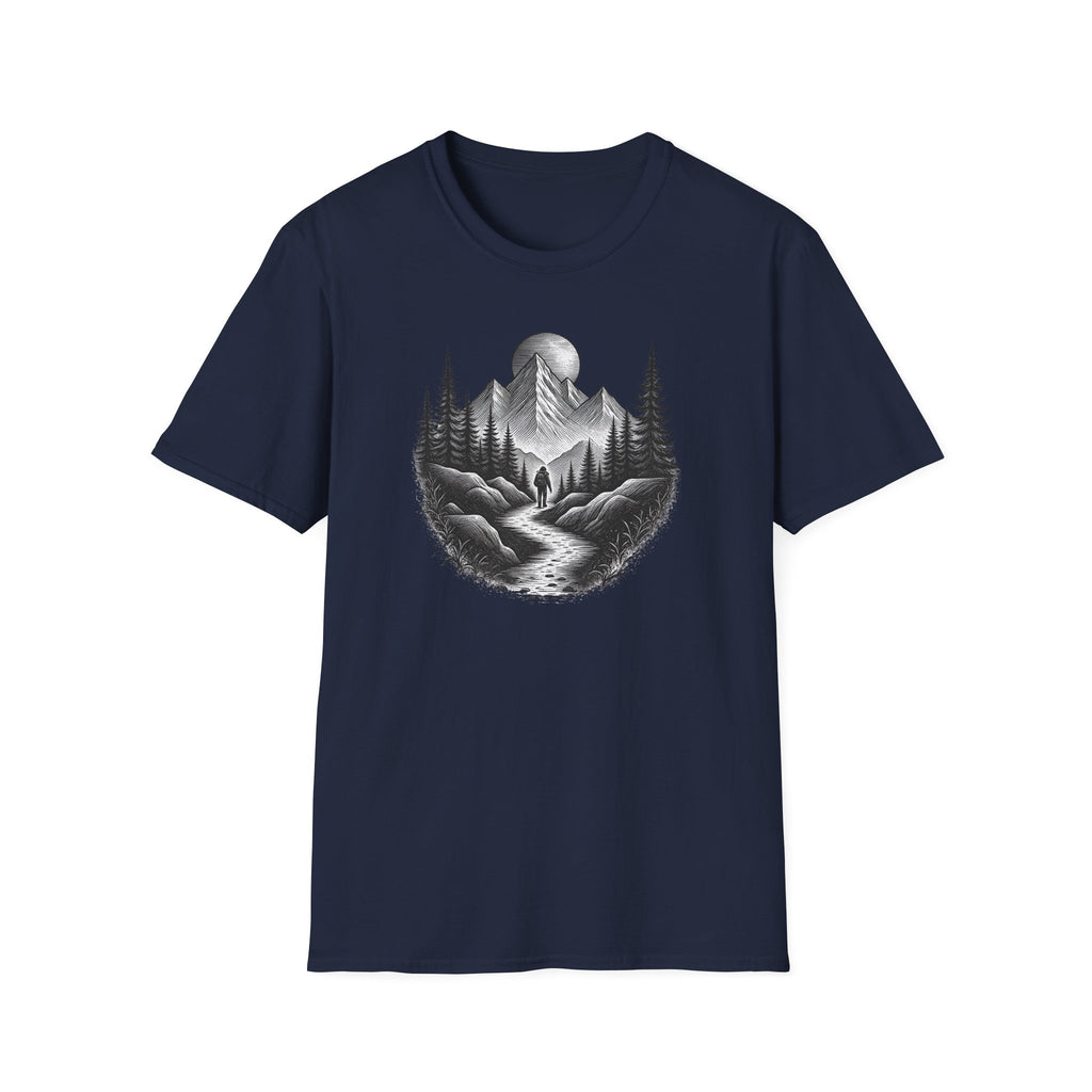 Mountain Moon Hiker T-Shirt | Forest Trail Graphic