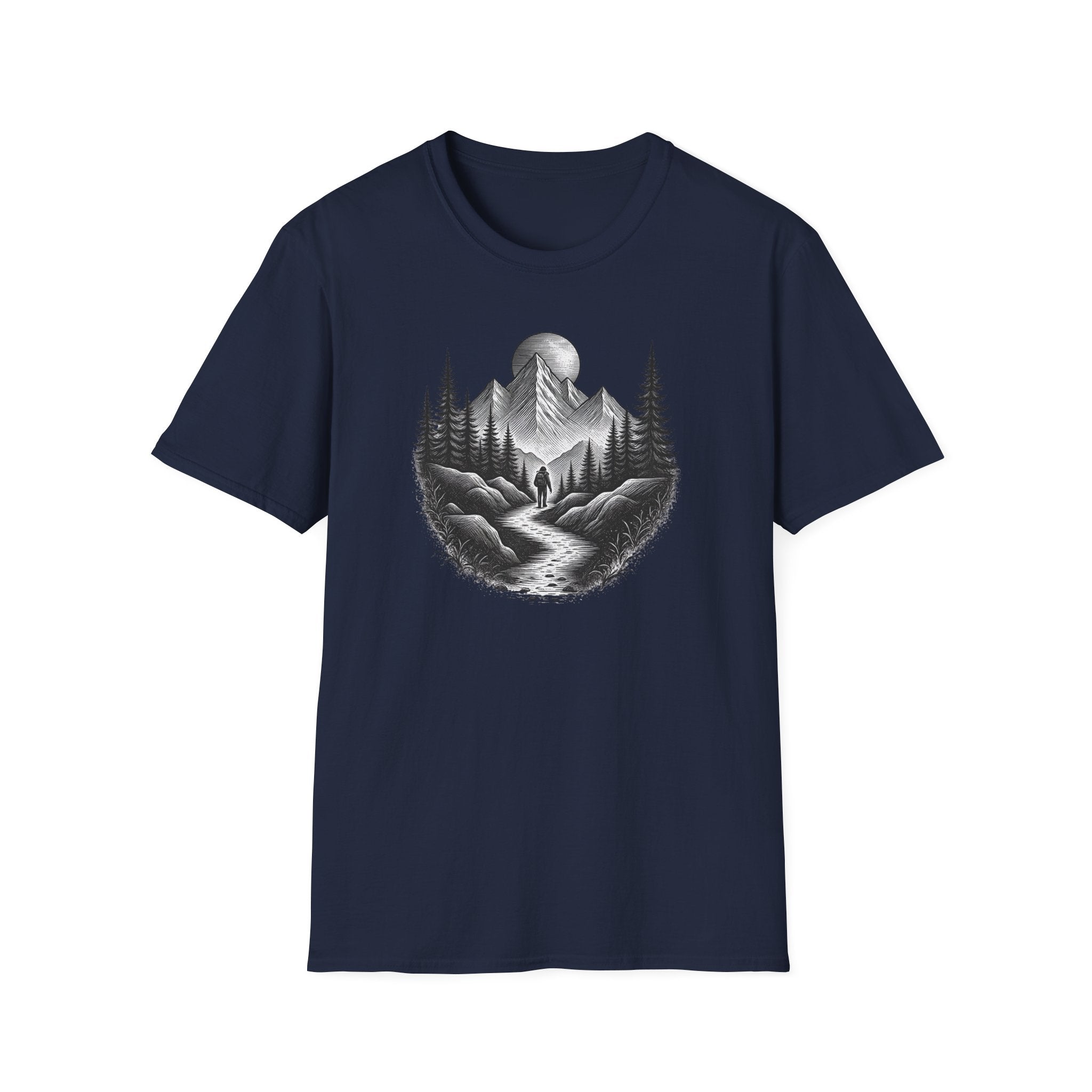Mountain Moon Hiker T-Shirt | Forest Trail Graphic