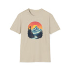 Mountain Sunset Hiker T-Shirt | Retro Nature Landscape