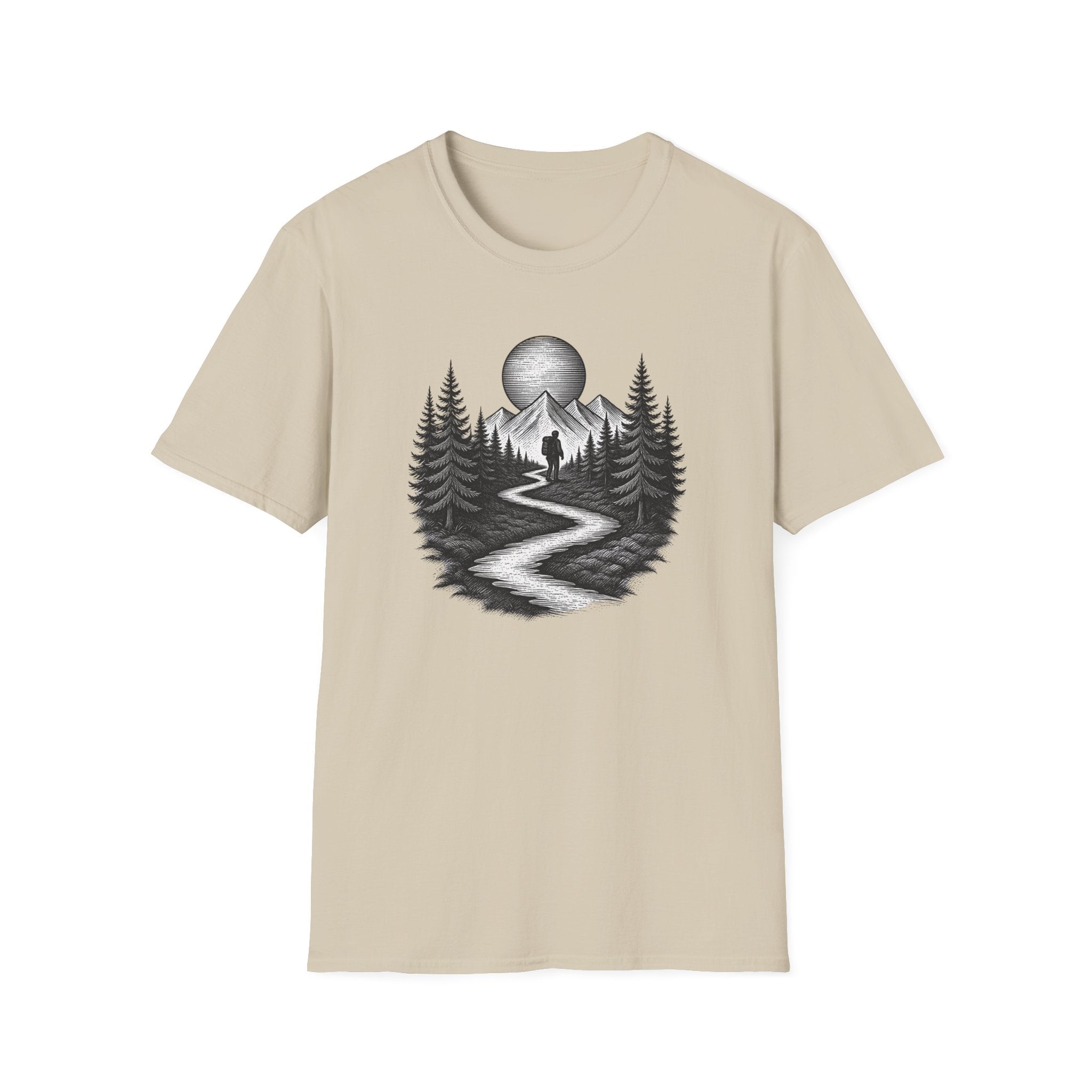 Mountain Path Forest Shirt Etched | Hiking Nature Graphic Tee